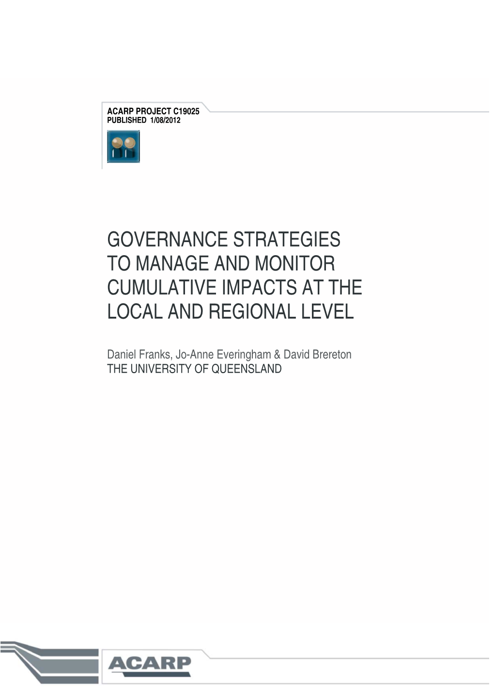 Governance Strategies to Manage and Monitor Cumulative Impacts at the Local and Regional Level