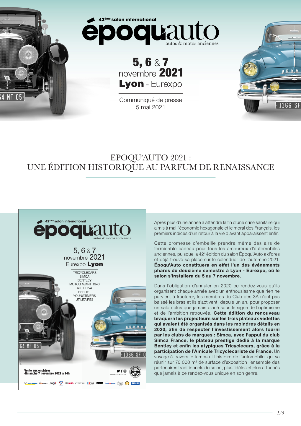 Epoqu'auto 2021 : Une Édition Historique Au Parfum De