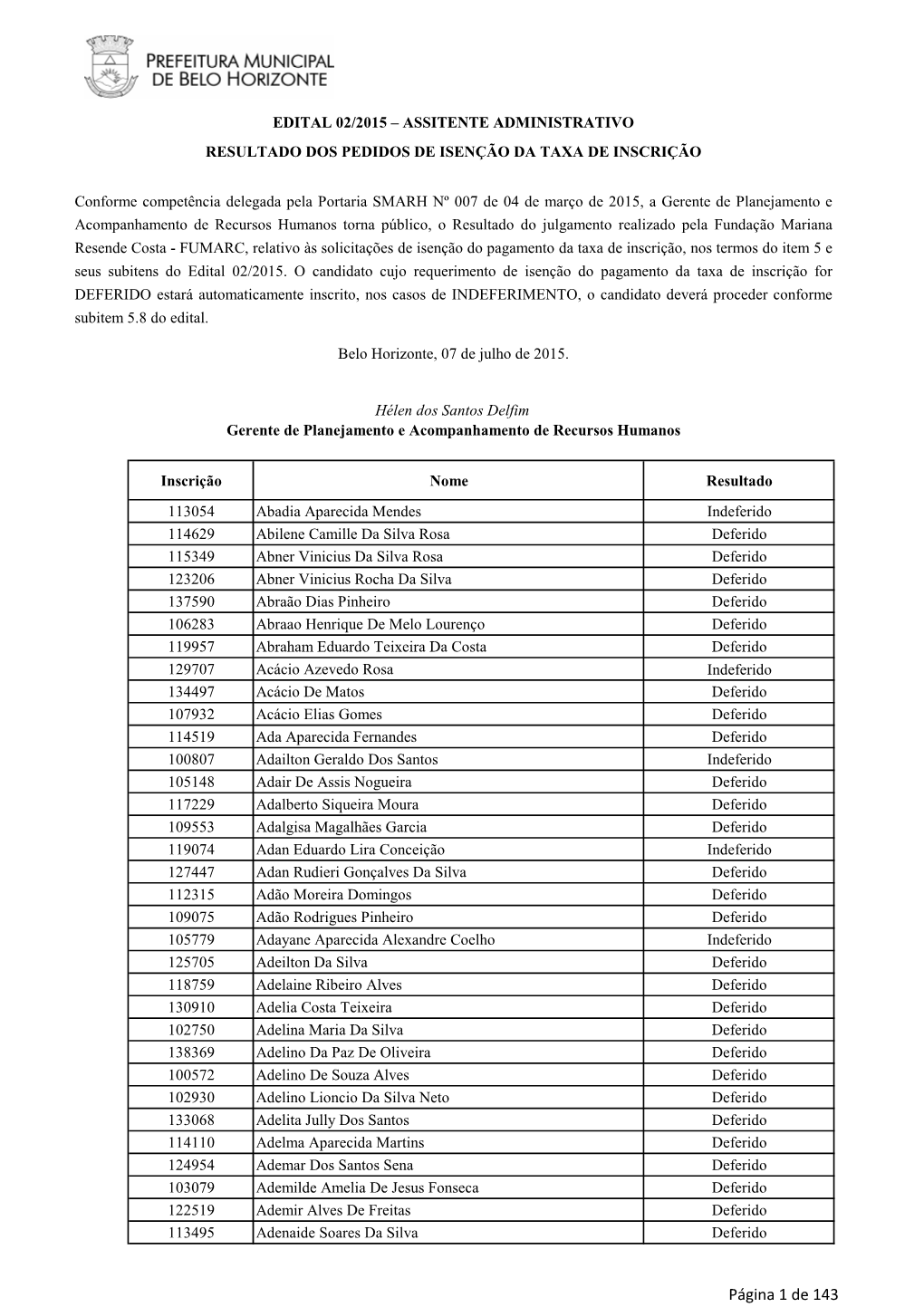 Resultado Isencao Publicado 08 07 2015