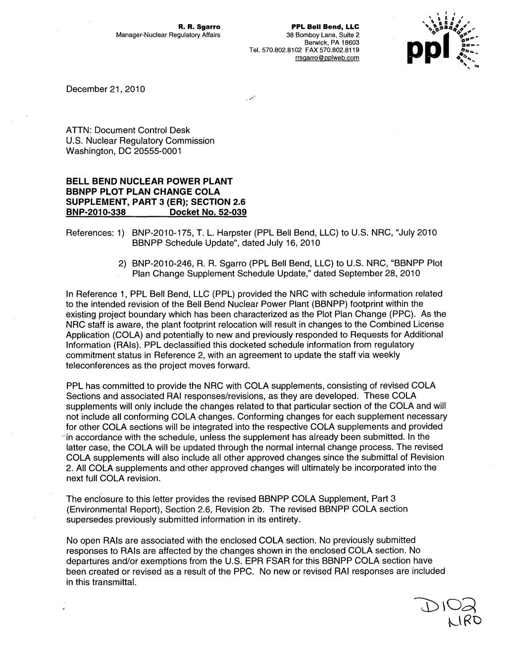 Bell Bend, BBNPP Plot Plan Change COLA Supplement, Part 3 (ER