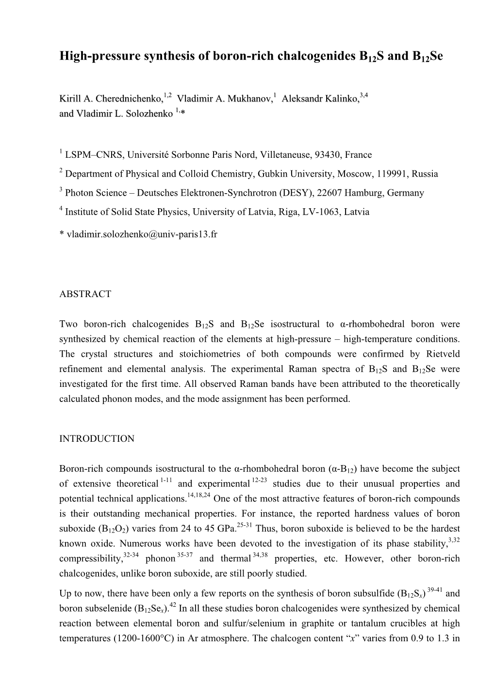 High-Pressure Synthesis of Boron-Rich Chalcogenides B12S and B12se