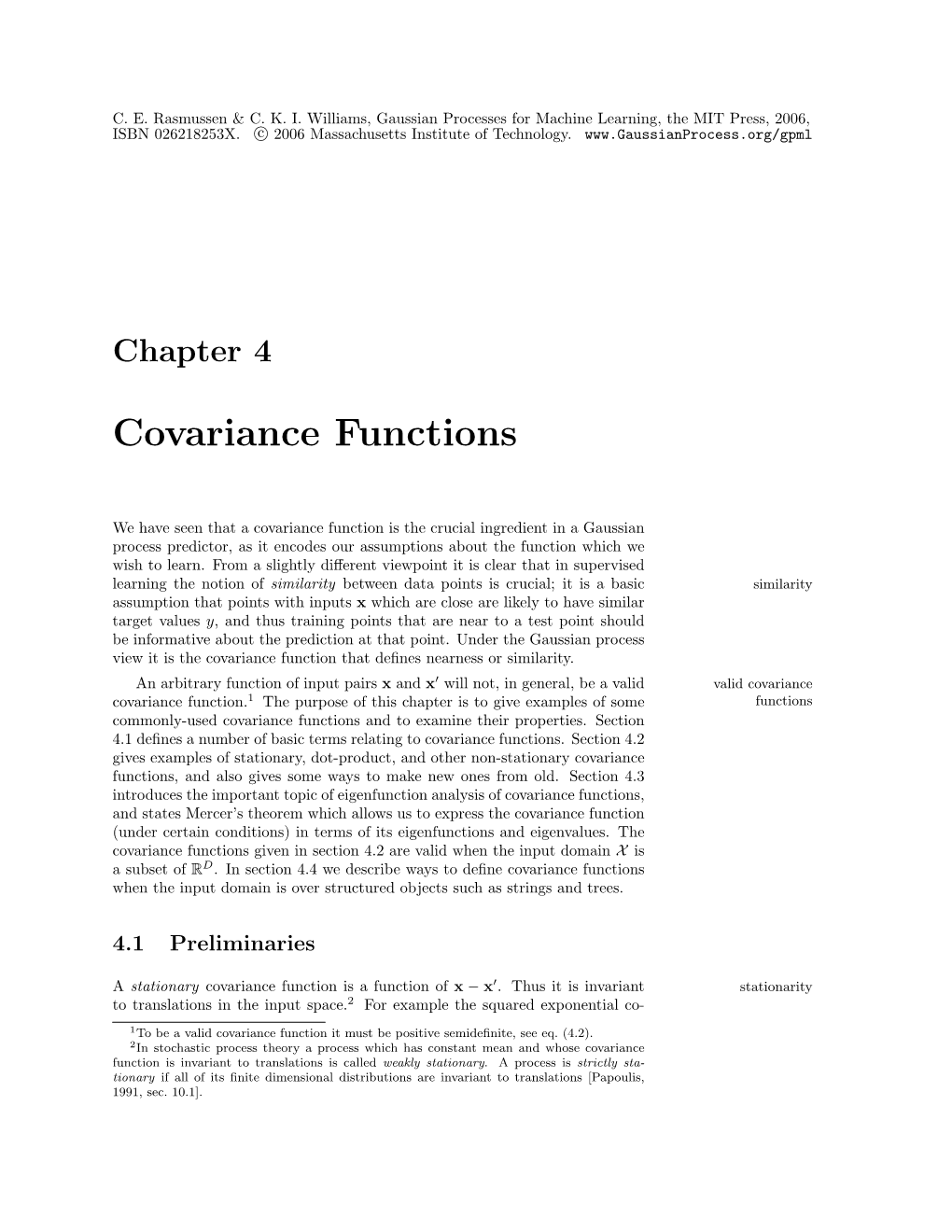 Covariance Functions