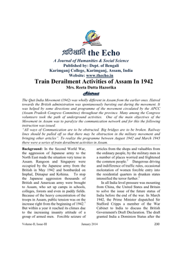Train Derailment Activities of Assam in 1942 Mrs