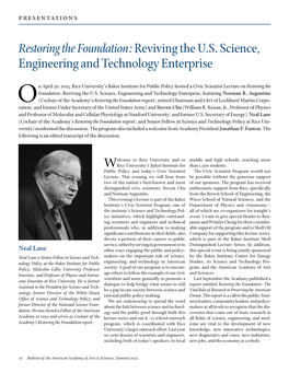 Restoring the Foundation:Reviving the U.S. Science, Engineering