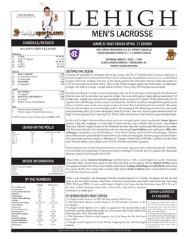 Men's Lacrosse Ranking Summary Thru Games 03/04/2020