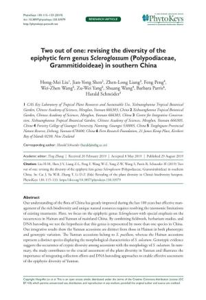 Revising the Diversity of the Epiphytic Fern Genus Scleroglossum