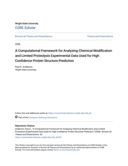A Computational Framework for Analyzing Chemical Modification and Limited Proteolysis Experimental Data Used for High Confidence Protein Structure Prediction