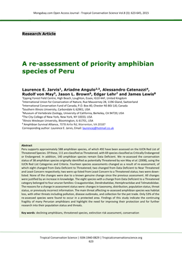 A Re-Assessment of Priority Amphibian Species of Peru