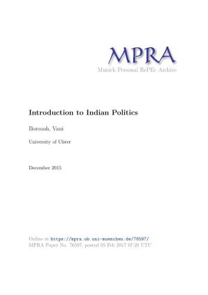 Introduction to Indian Politics