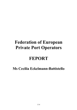 Federation of European Private Port Operators FEPORT
