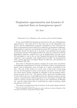 Diophantine Approximation and Dynamics of Unipotent Flows On
