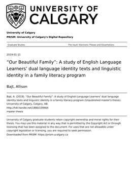 Our Beautiful Family”: a Study of English Language Learners’ Dual Language Identity Texts and Linguistic Identity in a Family Literacy Program