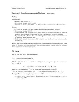 Lecture 5: Gaussian Processes & Stationary Processes