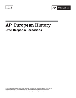 AP European History 2019 Free-Response Questions