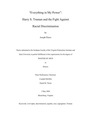 Harry S. Truman and the Fight Against Racial Discrimination