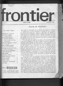To Read Frontier, 14 April 1968