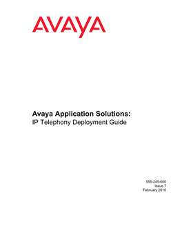 Avaya Application Solutions: IP Telephony Deployment Guide