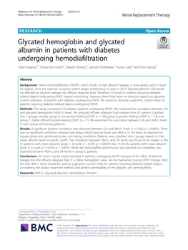 Glycated Hemoglobin and Glycated Albumin in Patients with Diabetes