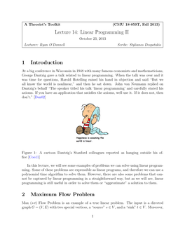 Linear Programming II 1 Introduction 2 Maximum Flow Problem