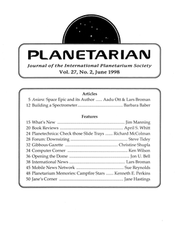 PLANETARI N Journal of the International Planetarium Vol
