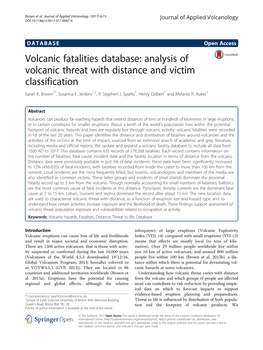 Volcanic Fatalities Database: Analysis of Volcanic Threat with Distance and Victim Classification Sarah K