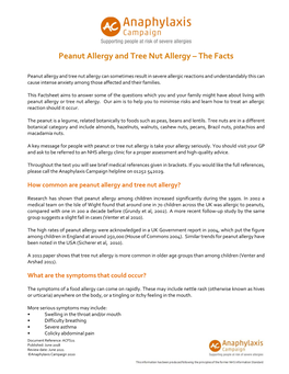 Peanut Allergy and Tree Nut Allergy – the Facts