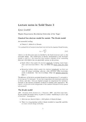 Lecture Notes in Solid State 3