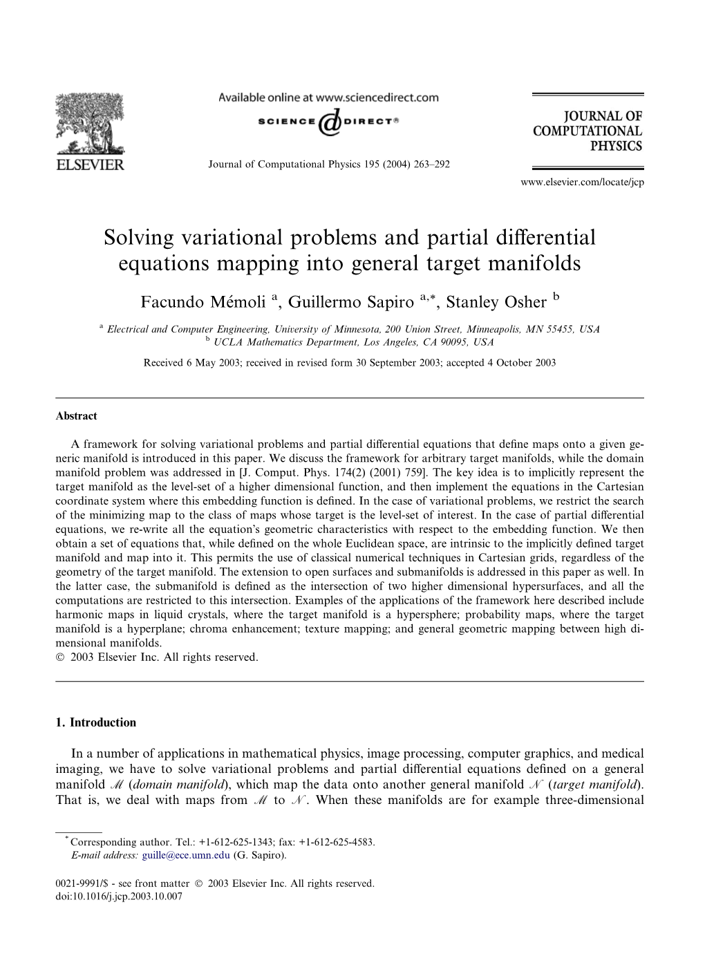 Solving Variational Problems and Partial Differential Equations Mapping Into General Target Manifolds