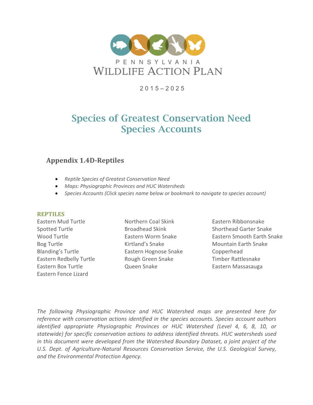 Species of Greatest Conservation Need Species Accounts