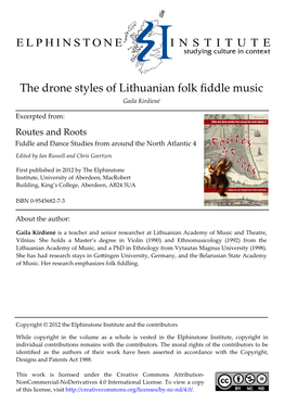 The Drone Styles of Lithuanian Folk Fiddle Music