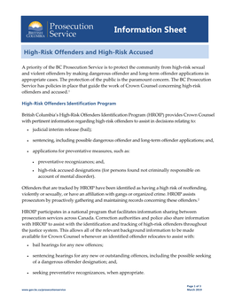 BCPS Information Sheet: High-Risk Offenders & High-Risk Accused