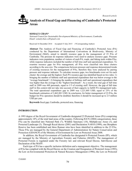 Analysis of Fiscal Gap and Financing of Cambodia's Protected Areas