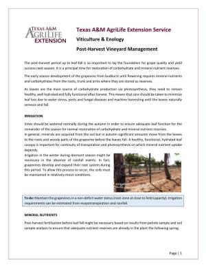 Post-Harvest Vineyard Management