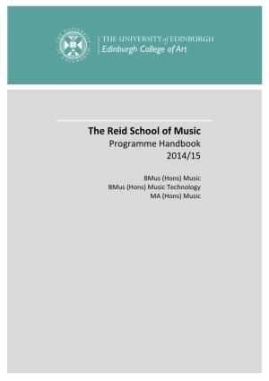 The Reid School of Music Programme Handbook 2014/15