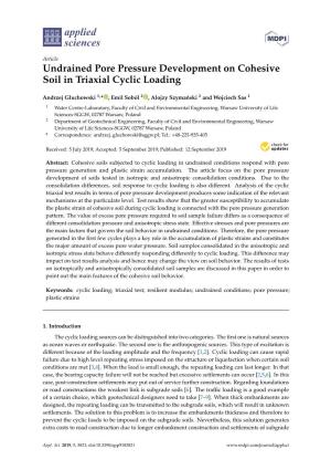 Undrained Pore Pressure Development on Cohesive Soil in Triaxial Cyclic Loading
