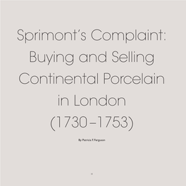 Buying and Selling Continental Porcelain in London (1730 –1753)