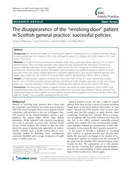 The Disappearance of the “Revolving Door” Patient in Scottish General