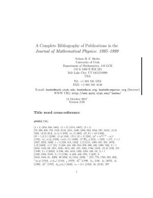 A Complete Bibliography of Publications in the Journal of Mathematical Physics: 1995–1999