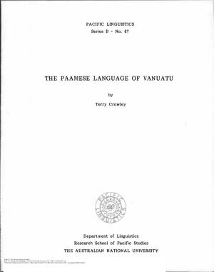 The Paamese Language of Vanuatu