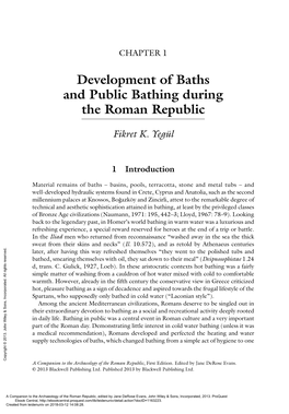 Development of Baths and Public Bathing During the Roman Republic
