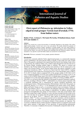 First Report of Philometra Sp. Infestation in Yellow Edged Lyretail Grouper Variola Louti