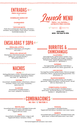 Entradas Nachos Ensaladas Y Sopa Burritos & Combinaciones