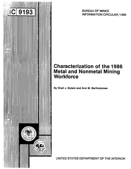 Characterization of the 1986 Metal and Nonmetal Mining Workforce