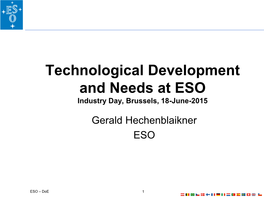 Industry Opportunities in the ESO Technology Development