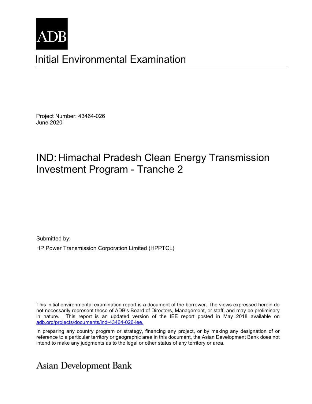 IND:Himachal Pradesh Clean Energy Transmission Investment Program