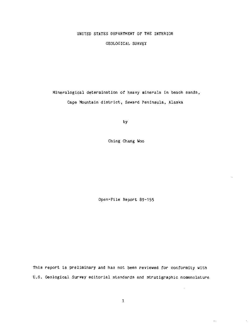 GEOLOGICAL SURVEY Mineralogical Determination of Heavy Minerals In