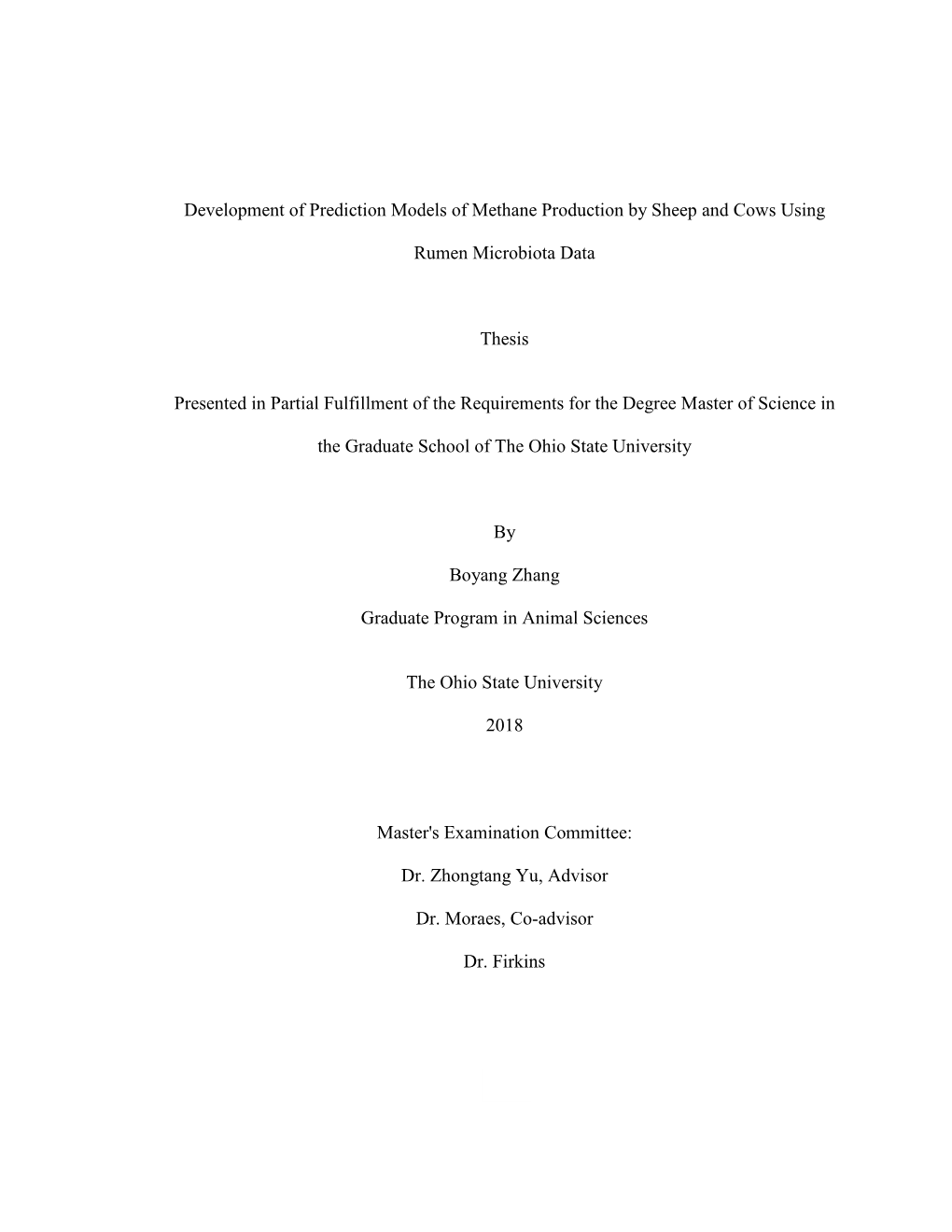 1 Development of Prediction Models of Methane Production by Sheep