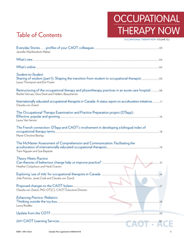 Occupational Therapy Now Volume 13.2
