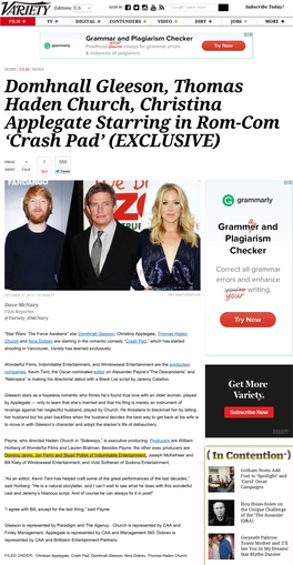 Domhnall Gleeson, Thomas Haden Church, Christina Applegate Starring in Rom-Com ‘Crash Pad’ (EXCLUSIVE)