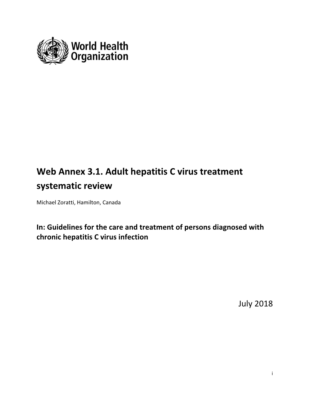 Web Annex 3.1. Adult Hepatitis C Virus Treatment Systematic Review
